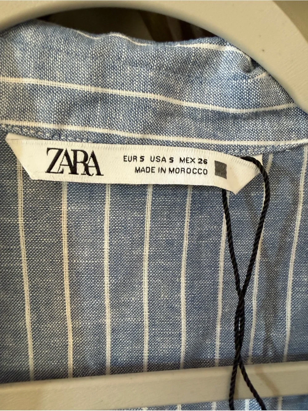 Zara Blue/White Striped Linen Blend Romper. Size small.